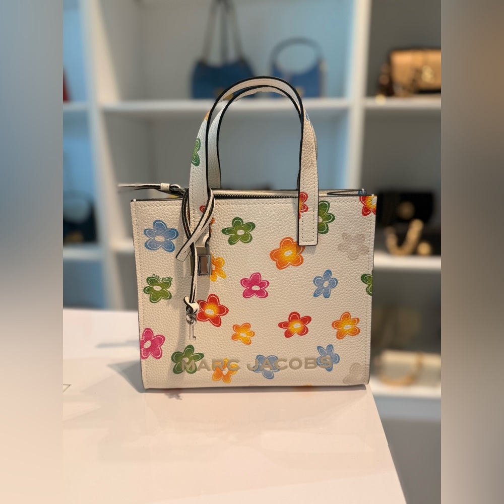 NWT Marc Jacobs flower print mini grind crossbody- white multi